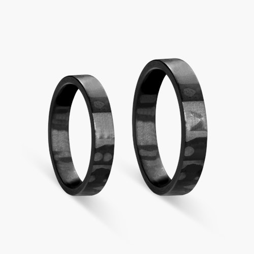 Obrączki ślubne: carbon, płaskie, 4 mm